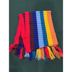 Scarf rainbow knitted scarf multicolor tassels one size scarve